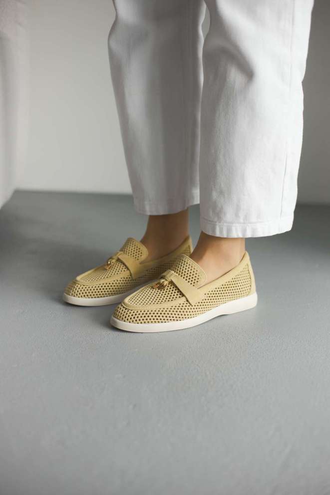 Лофери замшеві жовті Aidini